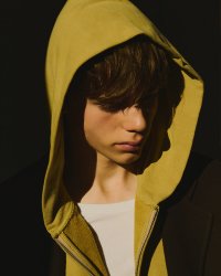 FOLL       antique washed zip sweat hoodie・faded camel
