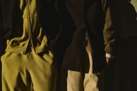 FOLL       antique washed baggy sweatpants・faded camel