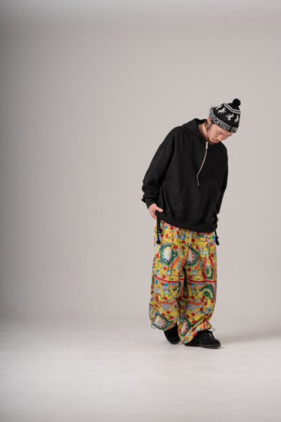 画像1: TENHALF       HALF ZIP HOODY・BLACK