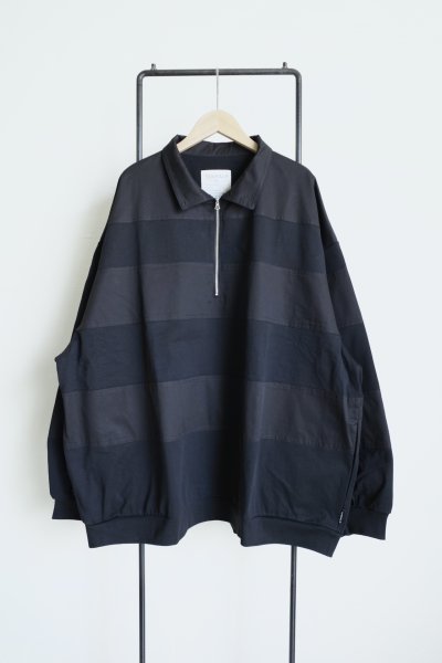 画像1: TENHALF       HALF ZIP BORDER・BLACK