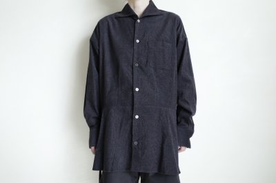 画像10: fluss       shawl collar shirt  with peplum・navy glitter