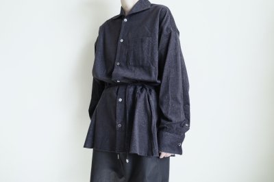 画像18: fluss       shawl collar shirt  with peplum・navy glitter