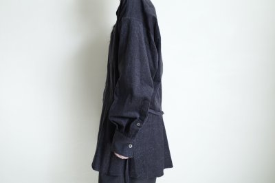 画像11: fluss       shawl collar shirt  with peplum・navy glitter