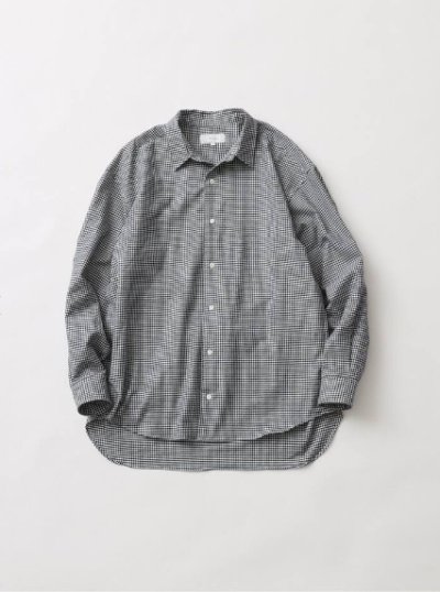 画像1: FOLL       cotton cashmere gingham check daily shirts・blue