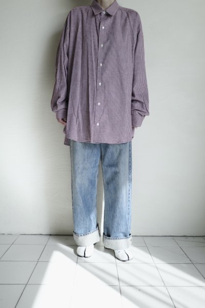 画像12: FOLL       cotton cashmere gingham check daily shirts・red