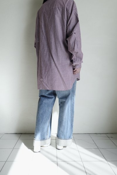 画像15: FOLL       cotton cashmere gingham check daily shirts・red