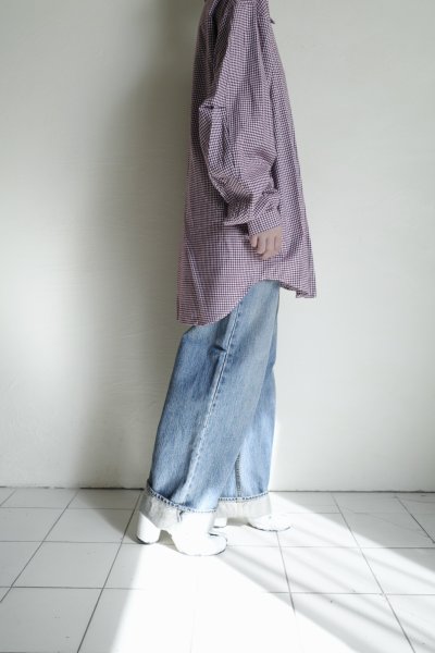 画像14: FOLL       cotton cashmere gingham check daily shirts・red