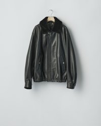 ssstein       MOUTON COLLAR SHEEP LEATHER ZIP JACKET・BLACK
