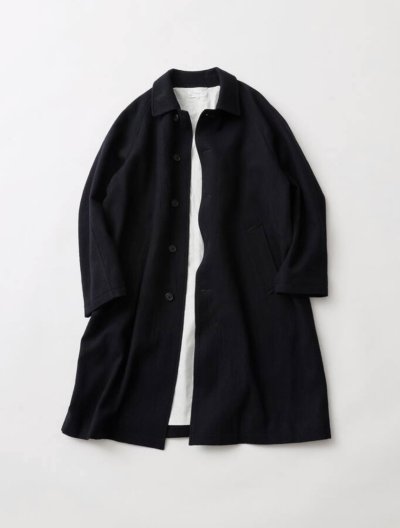 画像1: FOLL       washed wool bal collar coat・dark navy