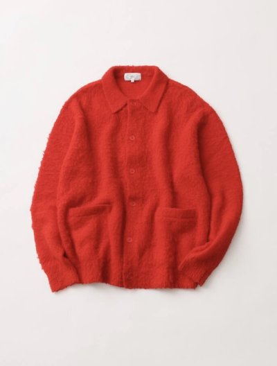 画像1: FOLL       washed soft wool cardigan・red