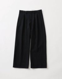 FOLL       washed wool straight slacks・dark navy