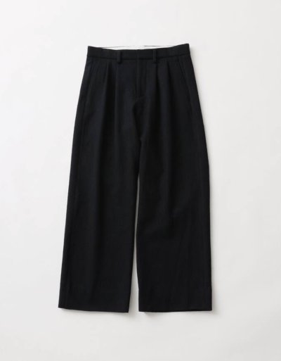 画像1: FOLL       washed wool straight slacks・dark navy