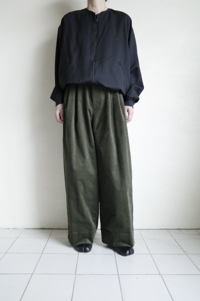 画像11: Dulcamara      モールスキンシンプル2タックワイドパンツ・モスグリーン