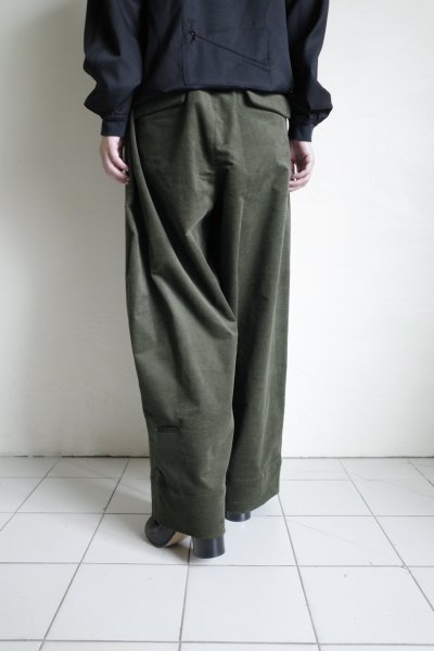 画像10: Dulcamara      モールスキンシンプル2タックワイドパンツ・モスグリーン
