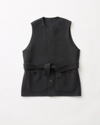 FOLL       sp160s wool soft rever wardrobe vest・charcoal
