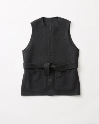 画像1: FOLL       sp160s wool soft rever wardrobe vest・charcoal