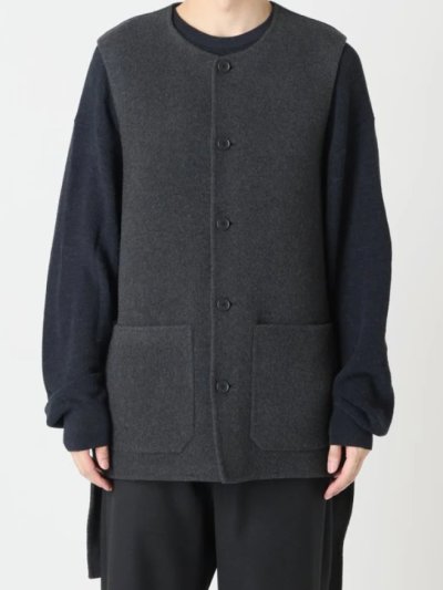 画像4: FOLL       sp160s wool soft rever wardrobe vest・charcoal