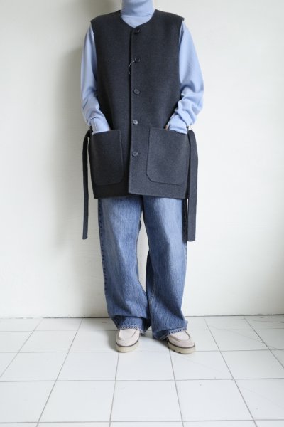 画像14: FOLL       sp160s wool soft rever wardrobe vest・charcoal