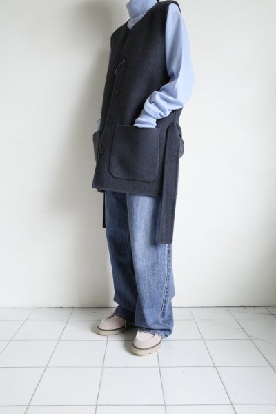 画像15: FOLL       sp160s wool soft rever wardrobe vest・charcoal