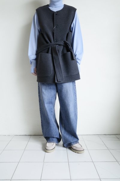 画像18: FOLL       sp160s wool soft rever wardrobe vest・charcoal