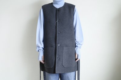 画像11: FOLL       sp160s wool soft rever wardrobe vest・charcoal