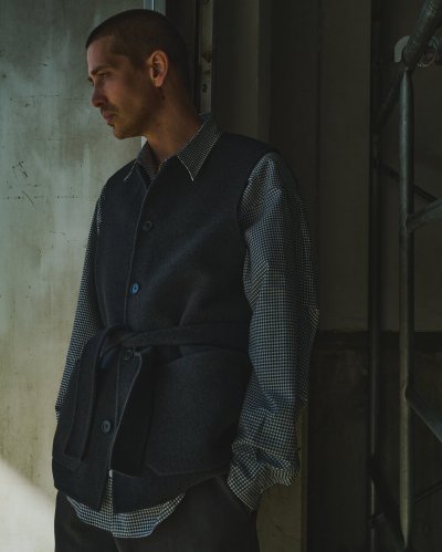 画像3: FOLL       sp160s wool soft rever wardrobe vest・charcoal