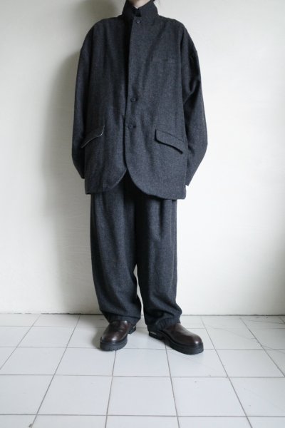 画像15: Dulcamara　　　　　　縮絨ウールタックワイドパンツ・チャコールグレー