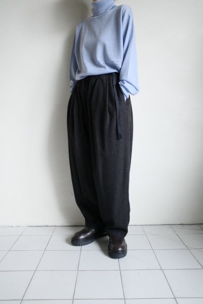 画像12: Dulcamara　　　　　　縮絨ウールタックワイドパンツ・ダークブラウン