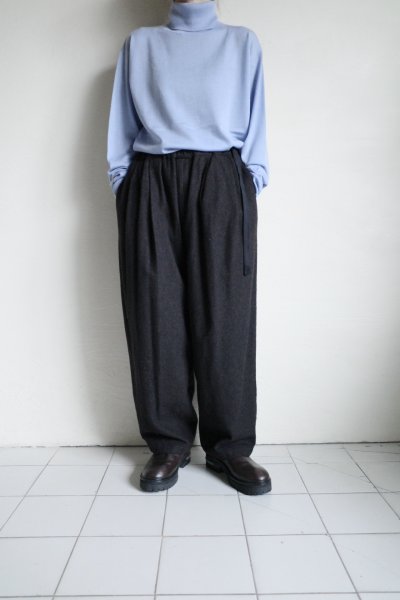 画像15: Dulcamara　　　　　　縮絨ウールタックワイドパンツ・ダークブラウン