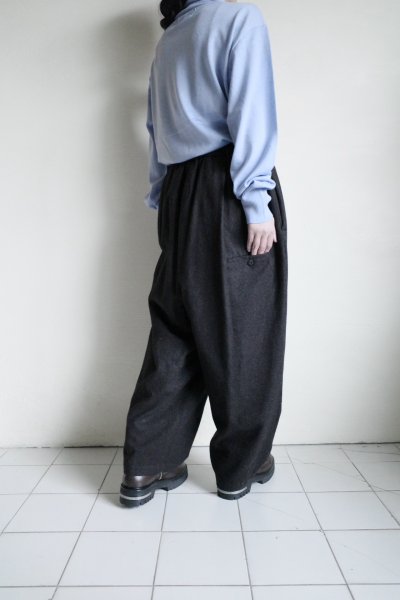 画像14: Dulcamara　　　　　　縮絨ウールタックワイドパンツ・ダークブラウン