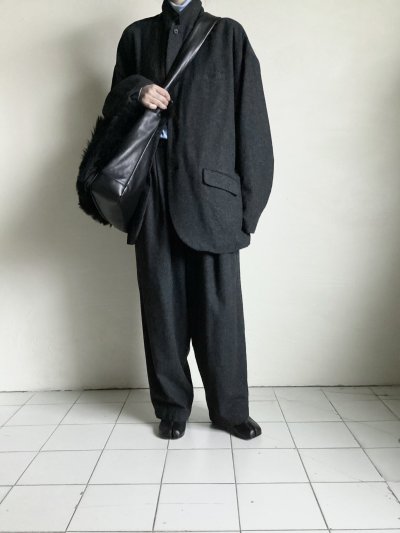 画像16: Dulcamara　　　　　　縮絨ウールタックワイドパンツ・チャコールグレー