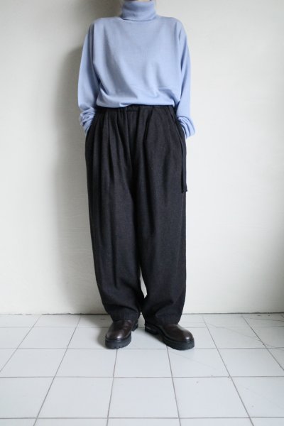 画像11: Dulcamara　　　　　　縮絨ウールタックワイドパンツ・ダークブラウン