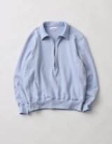 FOLL       superfine cotton sweat halfzip・blue