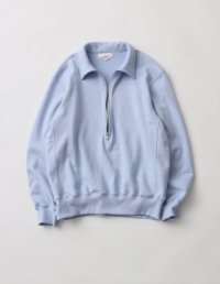 FOLL       superfine cotton sweat halfzip・blue