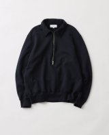 FOLL       superfine cotton sweat halfzip・navy