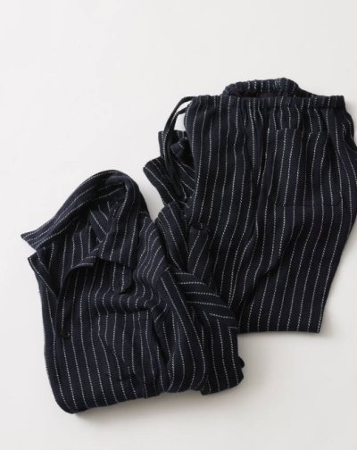 画像1: FOLL       khadi cotton stripe pants・navy