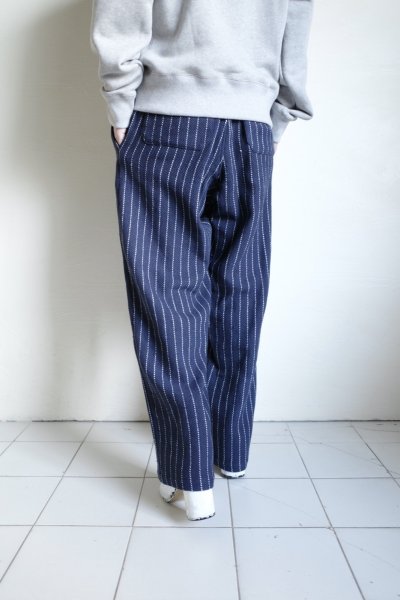 画像11: FOLL       khadi cotton stripe pants・navy