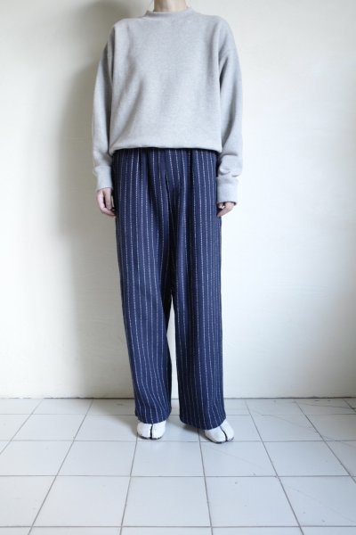画像16: FOLL       khadi cotton stripe pants・navy