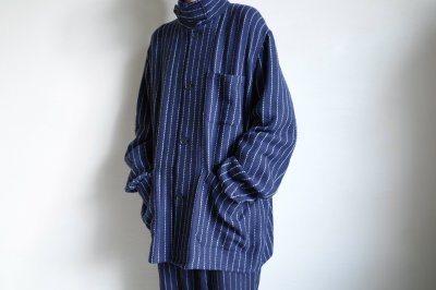 画像18: FOLL       khadi cotton stripe jacket・navy