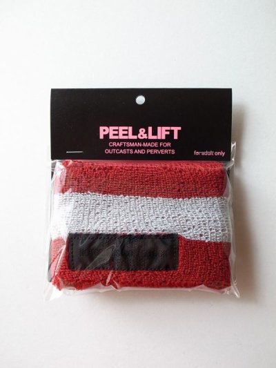 画像1: PEEL&LIFT        towelling wristband リストバンド・レッド×ホワイト