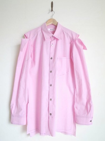 画像1: sulvam       サルバム  "Open sleeve SH"オープンスリーブビックシャツ・ピンク (1)