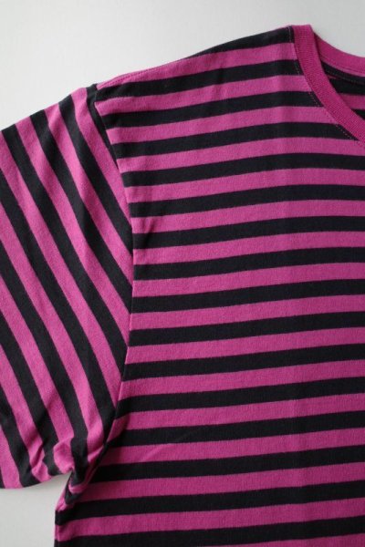 画像2: PEEL&LIFT        stripe marx pocket tee shirt マルクスパッチポケット付ボーダーTシャツ・ピンクxブラック
