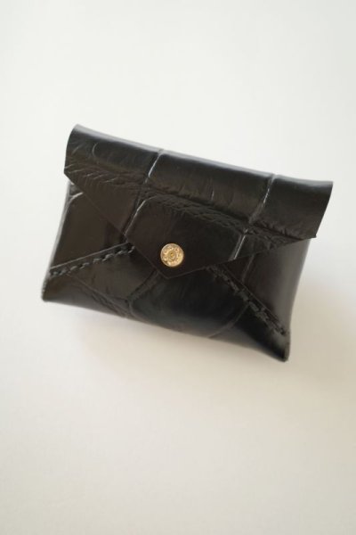 画像1: ebagos  エバゴス　　ワニカタオシWフウトウ型財布・ブラック