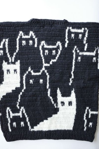 画像1: MacMahon Knitting Mills       Crew Ncek Knit Cats・BLACK