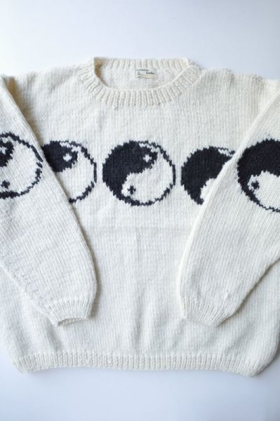 画像1: MacMahon Knitting Mills       Line Yin&Yang Crew Ncek Knit・WHITE (1)
