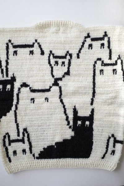画像1: MacMahon Knitting Mills       Crew Ncek Knit Cats・WHITE