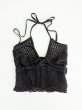 画像1: Mediam       Knit Lace Halter Tops・BLACK (1)