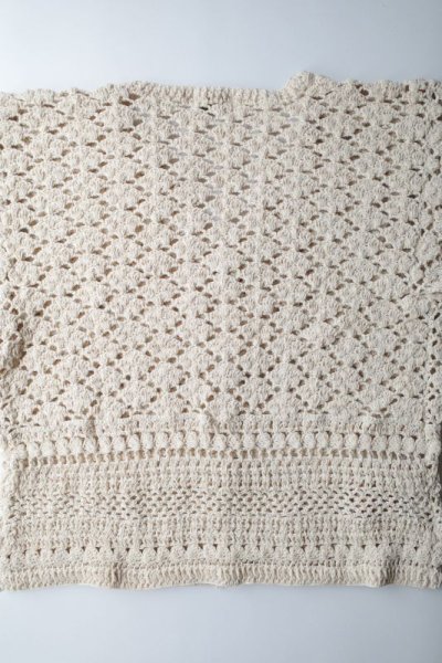 画像1: MacMahon Knitting Mills       Crochet Cardigan - SOLID・NATURAL