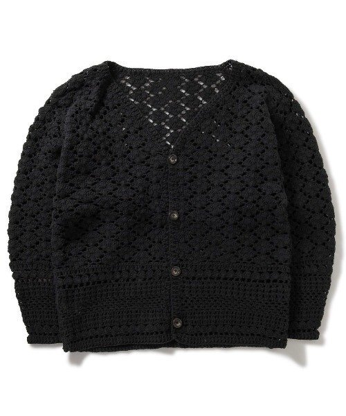 画像1: MacMahon Knitting Mills       Crochet Cardigan - SOLID・BLACK (1)