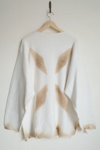 画像1: Fujimoto       Burned Sweat Shirts with Wings・WHITE